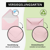 25 Briefumschläge Rosa - DIN C6 - gefüttert mit we