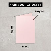 DIN A5 Faltkarten - Rosa - 100 Stück - Einladungskarten