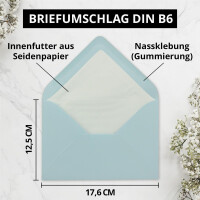 25 Briefumschläge in Hellblau mit weißem Innenfut