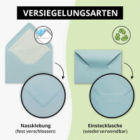 25 Briefumschläge in Hellblau mit weißem Innenfut