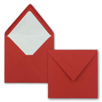 25x Briefumschläge Quadratisch 16 x 16 cm in Rosenrot (