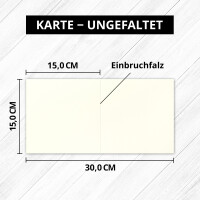 25x Quadratisches Falt-Karten-Set - 15 x 15 cm - mit Brief-U