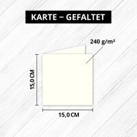 25x Quadratisches Falt-Karten-Set - 15 x 15 cm - mit Brief-U