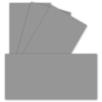 50 Einzel-Karten DIN Lang - 9,9 x 21 cm - 240 g/m² - Graphit - Bastelpapier - Tonkarton - Ideal zum bedrucken für Grußkarten und Einladungen