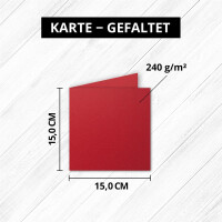 Quadratische Falt-Karten 15 x 15 cm - Rosenrot - 100 St&uuml