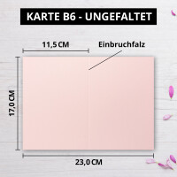 50x DIN B6 Faltkarten-Set - Rosa - 115 x 170 mm - 11,5 x 17 