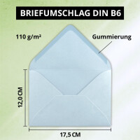 50x DIN B6 Faltkarten Set mit Umschlägen - Hellblau (Bl