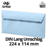 ARTOZ 25x Briefumschläge DIN Lang Pastellblau 100 g/m² selbstklebend - DL 224x114 mm - Kuvert ohne Fenster - Umschläge mit Haftklebung Abziehstreifen
