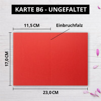 100 Faltkarten B6 - Rot - PREMIUM QUALITÄT - 11,5 x 17 