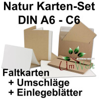 50 x Kraftpapier Faltkarten-Set DIN C6 /A6 - Doppel-Klappkar