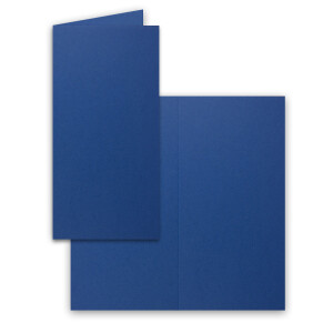 50x Falt-Karten DIN Lang - Nachtblau (Blau) - 10,5 x 21 cm - Blanko Doppelkarten - Klappkarten für Einladungen und Grußkarten zu Weihnachten und Geburtstag