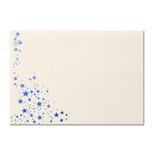 100x Weihnachts-Briefumschläge - DIN B6 - mit Blau-Metallic geprägtem Sternenregen - Farbe: Creme - Nassklebung, 100 g/m² - 120 x 180 mm - Marke: GUSTAV NEUSER