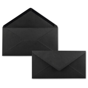 50 Brief-Umschläge Schwarz DIN Lang - 110 x 220 mm (11 x 22 cm) - Nassklebung ohne Fenster - Ideal für Einladungs-Karten - Serie FarbenFroh