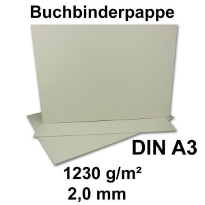 20 Stück Buchbinderpappe DIN A3 - Stärke 2,0 mm ( 0,20 cm ) - Grammatur: 1230 g/m² - Format: 29,7 x 42 cm - Farbe: Grau-Braun