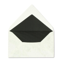50 Stück Trauerumschläge in grau marmoriert mit Trauerkreuz - Mit schwarzem Seidenfutter - Größe: 12 x 20 cm, ca. B6