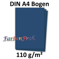 100x DIN A4 Papier - Nachtblau (Blau) - 110 g/m² - 21 x