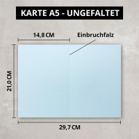 DIN A5 Faltkarten - Hellblau - 50 Stück - Einladungskar