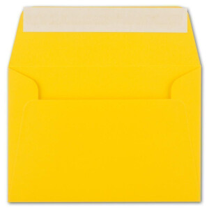 100x Brief-Umschläge B6 - Honiggelb - 12,5 x 17,5 cm - Haftklebung 120 g/m² - breite edle Verschluss-Lasche - hochwertige Einladungs-Umschläge