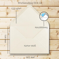 200 Brief-Umschläge - Natur-Weiß - DIN C6 - 114 x
