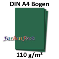 100x DIN A4 Papier - Dunkelgrün (Grün) - 110 g/m² - 21 x 29,7 cm - Briefpapier Bastelpapier Tonpapier Briefbogen - FarbenFroh by GUSTAV NEUSER