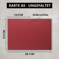 DIN A5 Faltkarten - Dunkelrot - 100 Stück - Einladungsk