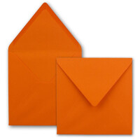 50x Quadratische Briefumschläge in Orange - 15,5 x 15,5