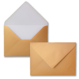 100x Briefumschläge B6 - 17,6 x 12,5 cm - Kupfer - Nassklebung mit spitzer Klappe - 90 g/m² - Für Hochzeit, Gruß-Karten, Einladungen