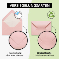 50 Briefumschläge in Rosa mit weißem Innenfutter 