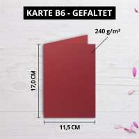 25x DIN B6 Faltkarten Set mit Umschlägen - Dunkelrot (R