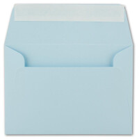 50x Brief-Umschläge B6 - Hellblau - 12,5 x 17,5 cm - Haftklebung 120 g/m² - breite edle Verschluss-Lasche - hochwertige Einladungs-Umschläge