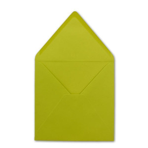 50x Quadratische Briefumschläge in Limette (Grün) - 15,5 x 15,5 cm - ohne Fenster, mit Nassklebung - 110 g/m² - Für Einladungskarten zu Hochzeit, Geburtstag und mehr - Serie FarbenFroh