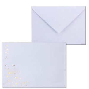 25x Weihnachts-Briefumschläge - DIN B6 - mit Gold-Metallic geprägtem Sternenregen - Farbe: Weiß - Nassklebung, 100 g/m² - 120 x 180 mm - Marke: GUSTAV NEUSER
