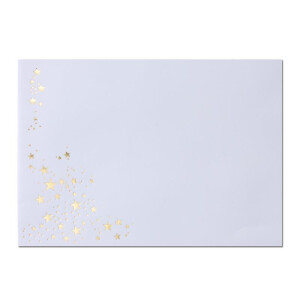 25x Weihnachts-Briefumschläge - DIN B6 - mit Gold-Metallic geprägtem Sternenregen - Farbe: Weiß - Nassklebung, 100 g/m² - 120 x 180 mm - Marke: GUSTAV NEUSER