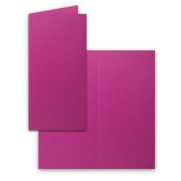50x Falt-Karten DIN Lang - amarena (Pink) - 10,5 x 21 cm - Blanko Doppelkarten - Klappkarten für Einladungen und Grußkarten zu Weihnachten und Geburtstag