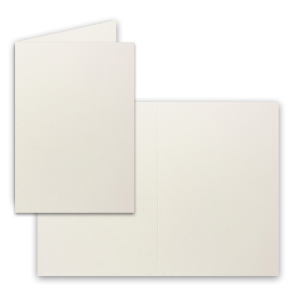 100x Falt-Karten DIN A6 in Naturweiß (Creme Weiß) - 10,5 x 14,8 cm - Blanko - Doppel-Karten - 250 g/m²