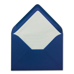 500 Briefumschläge in Nachtblau mit weißem Innenfutter - Kuverts in DIN B6 Format  - 12,5 x 17,6 cm - Seidenfutter - Nassklebung