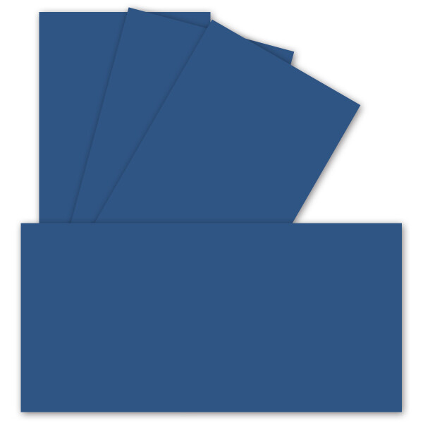 100 Einzel-Karten DIN Lang - 9,9 x 21 cm - 240 g/m² - Dunkelblau - Bastelpapier - Tonkarton - Ideal zum bedrucken für Grußkarten und Einladungen