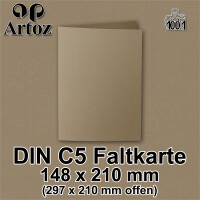 ARTOZ 50x DIN A5 Faltkarten - Taupe (Braun) gerippt 148 x 210 mm Klappkarten hochdoppelt - Blanko Doppelkarte mit 220 g/m² edle Egoutteur-Rippung