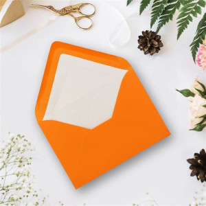 50 Briefumschläge in Orange mit weißem Innenfutter - Kuverts in DIN B6 Format  - 12,5 x 17,6 cm - Seidenfutter - Nassklebung