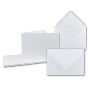 DIN B6 Faltkarten SET Doppelkarten - querdoppelt-langdoppelt - inklusive Umschlag in DIN B6 - 25 Sets - Hochweiß / Kristallweiß - Einladungskarten - Menükarten - Blanko - 115 x 170 mm - formstabil - Printable für Drucker geeignet - PREMIUM Marke: NEUSER F