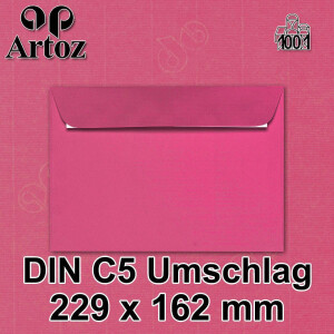 ARTOZ 25x Briefumschläge DIN C5 Pink (Fuchsia) - 229 x 162 mm Kuvert ohne Fenster - Umschläge selbstklebend haftklebend - Serie Artoz 1001