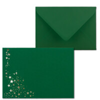 25x Weihnachts-Briefumschläge - DIN C6 - mit Silber-Metallic geprägtem Sternenregen -Farbe: Dunkelgrün - Nassklebung, 120 g/m² - 114 x 162 mm - Marke: GUSTAV NEUSER