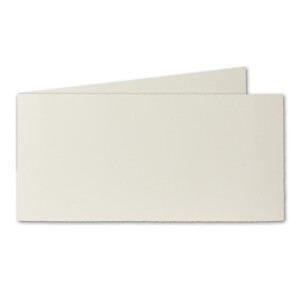 50x DIN Lang Vintage Faltkarten, Büttenpapier, 100 x 210 mm - quer-doppelt, Natur-Weiß 240 g/m² - Vellum Oberfläche - Karten aus Büttenpapier