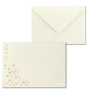 100x Weihnachts-Briefumschläge - DIN B6 - mit Gold-Metallic geprägtem Sternenregen - Farbe: Creme - Nassklebung, 100 g/m² - 120 x 180 mm - Marke: GUSTAV NEUSER
