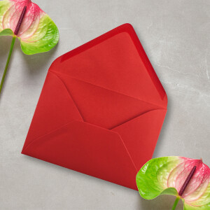 Briefumschläge in Rot - 50 Stück - DIN C5 Kuverts 22,0 x 15,4 cm - Nassklebung ohne Fenster - Weihnachten, Grußkarten - Serie FarbenFroh