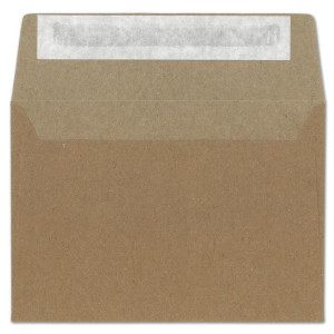 25x Briefumschläge DIN C6 Kraftpapier - Braun außen - Grau innen - Vintage Recycling Kuverts mit Haftklebung - 114 x 162 mm