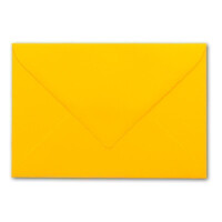 100 Brief-Umschläge mit Wellenschnitt - Honig-Gelb - DIN C6 - 114 x 162 mm - 11,4 x 16,2 cm - mit wellenförmigen Rändern - Nassklebung - FarbenFroh by GUSTAV NEUSER
