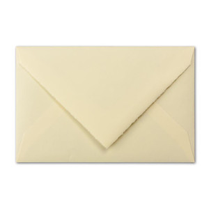 50x Vintage Briefumschläge gefüttert - echtes Büttenpapier - 11,8 x 18,2 cm - Diplomaten Format - Elfenbein (Creme) halbmatt - Nassklebung - mit Seidenfutter