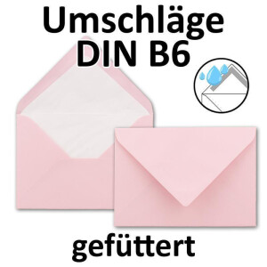 50x Kuverts in Rosa - Brief-Umschläge in DIN B6 - 12,5 x 17,6 cm geripptes Papier - hochwertiges Seidenfutter für Weihnachten & festliche Anlässe
