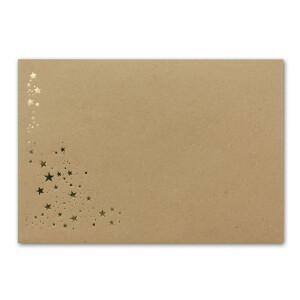 50x Weihnachts-Briefumschläge - DIN C6 - mit Gold-Metallic geprägtem Sternenregen -Farbe: Sandbraun - Nassklebung, 120 g/m² - 114 x 162 mm - Marke: GUSTAV NEUSER